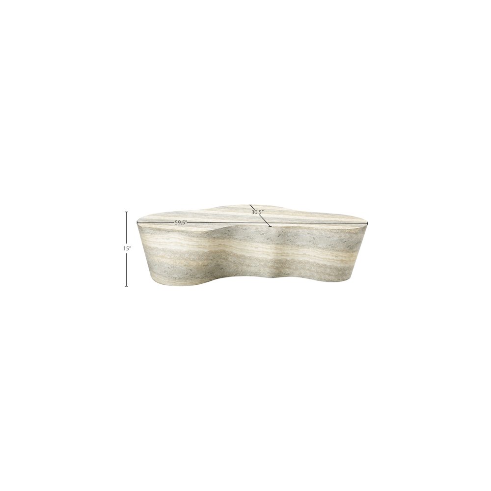 Monza Travertine Travertine Finish Concrete Coffee Table. Picture 7