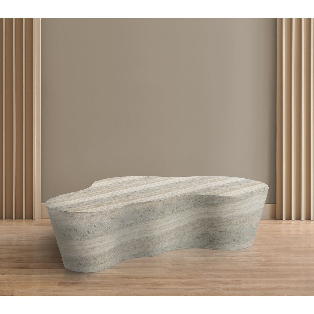 Monza Travertine Travertine Finish Concrete Coffee Table. Picture 2