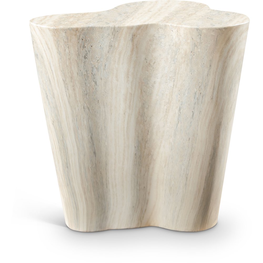 Monza Travertine Travertine Finish Concrete End Table. Picture 1