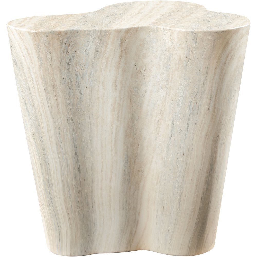 Monza Travertine Travertine Finish Concrete End Table. Picture 4