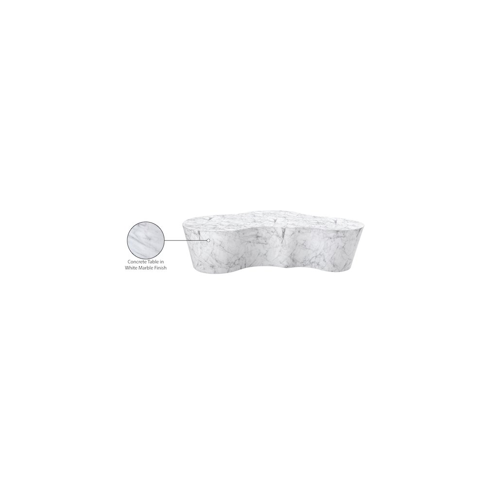 Monza White Marble Finish Concrete Coffee Table. Picture 8