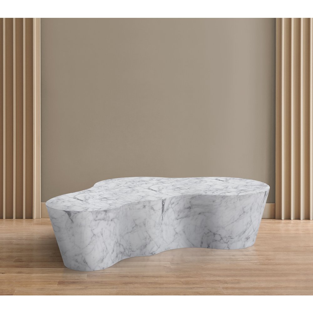 Monza White Marble Finish Concrete Coffee Table. Picture 2