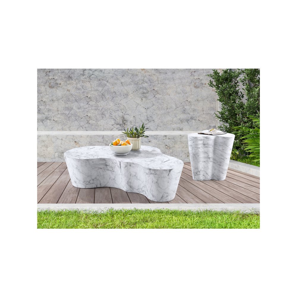 Monza White Marble Finish Concrete Coffee Table. Picture 6