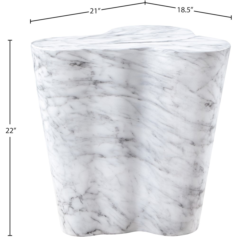 Monza White Marble Finish Concrete End Table. Picture 7
