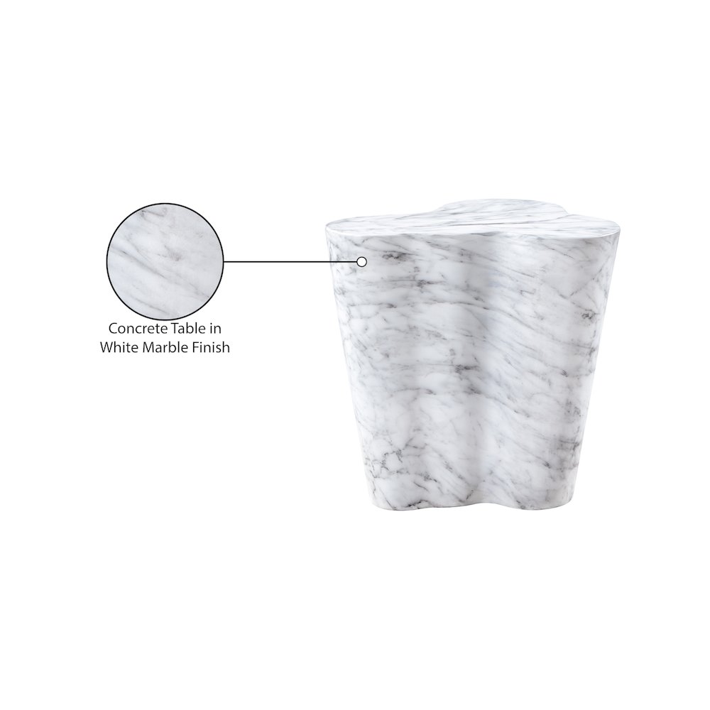Monza White Marble Finish Concrete End Table. Picture 8