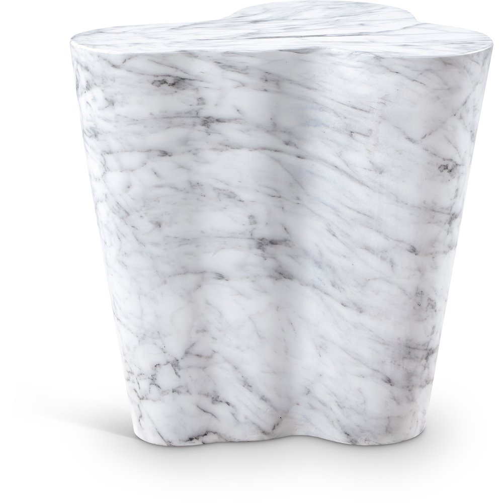 Monza White Marble Finish Concrete End Table. Picture 1