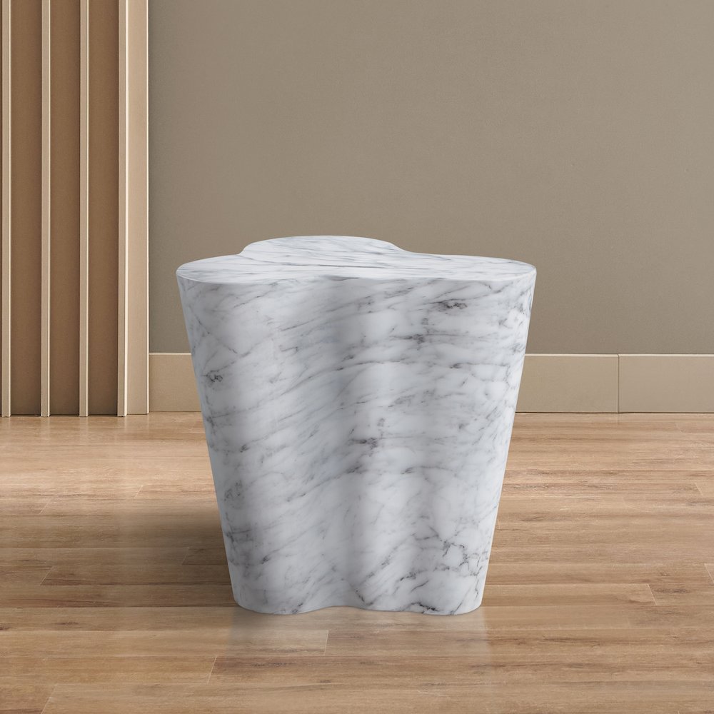 Monza White Marble Finish Concrete End Table. Picture 2