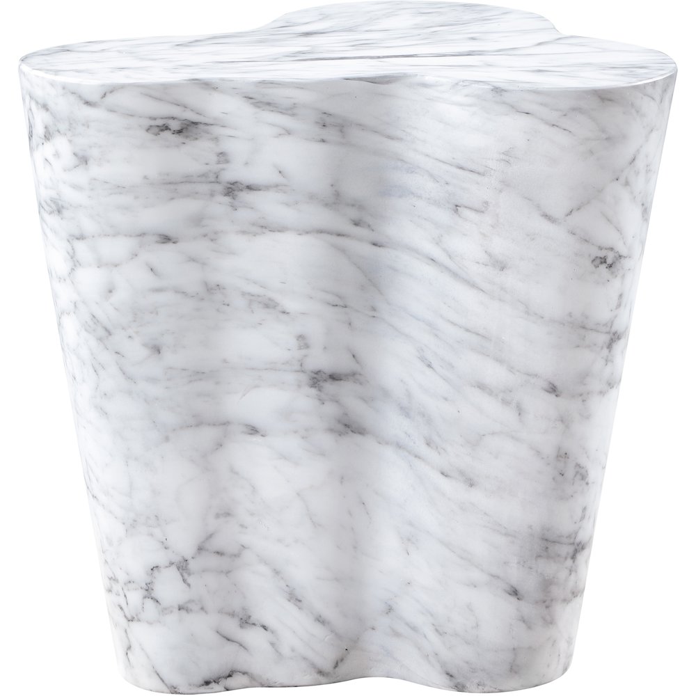 Monza White Marble Finish Concrete End Table. Picture 4