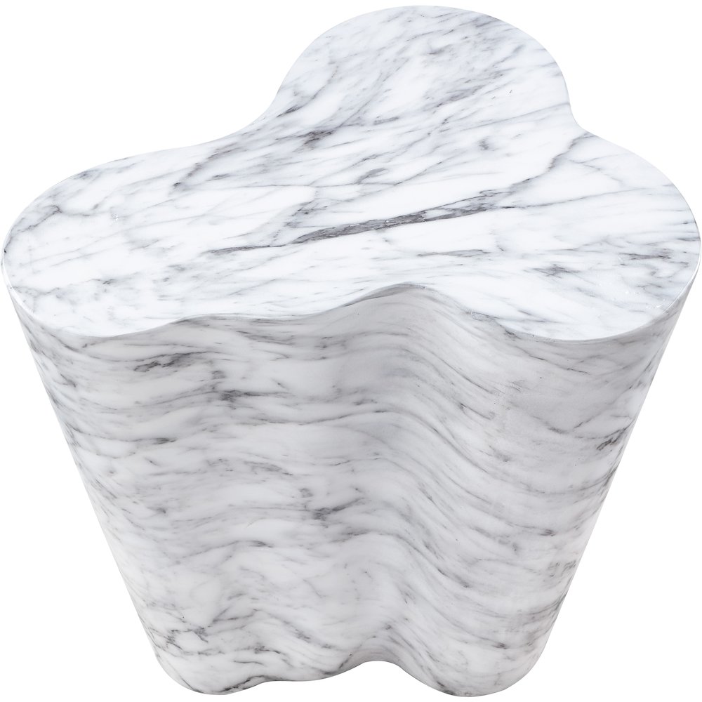 Monza White Marble Finish Concrete End Table. Picture 5