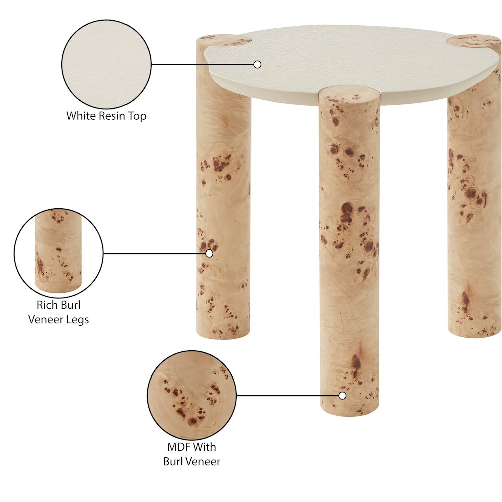 Thor Natural Burl Wood End Table. Picture 6