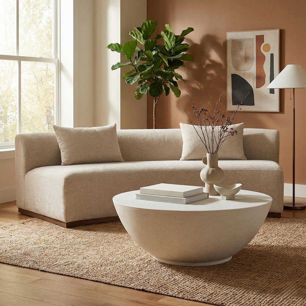 Reggio White Concrete Indoor/Outdoor Coffee Table. Picture 2