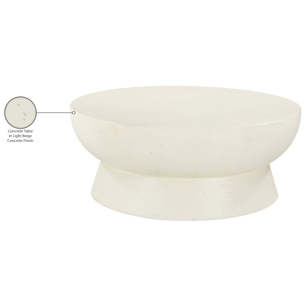 Avaya Cream Concrete And Fiberglass Indoor / Outdoor Coffee Table. Picture 6
