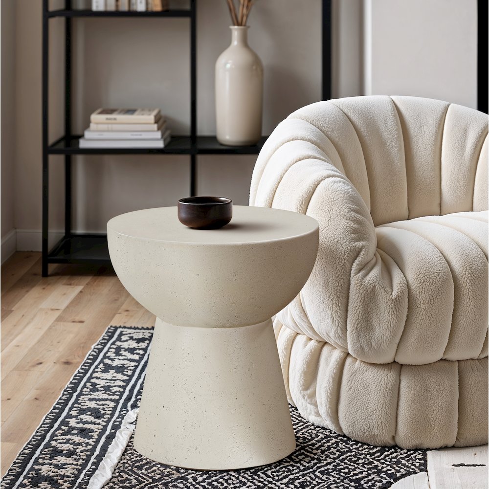 Avaya Cream Concrete And Fiberglass Indoor / Outdoor End Table. Picture 2