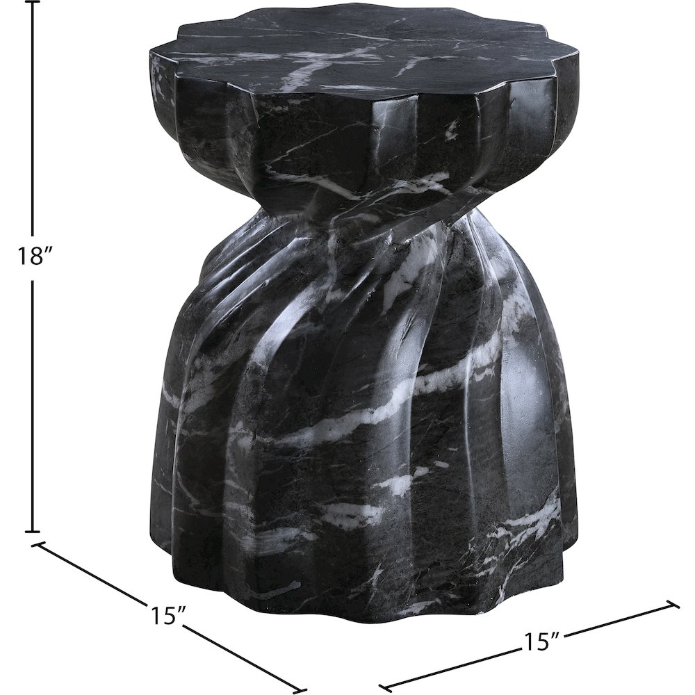 Caserta Black Marble Finish Concrete End Table. Picture 6