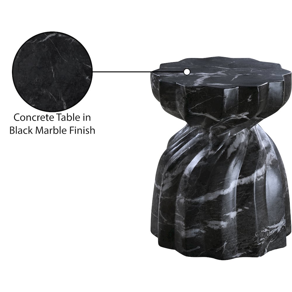 Caserta Black Marble Finish Concrete End Table. Picture 7