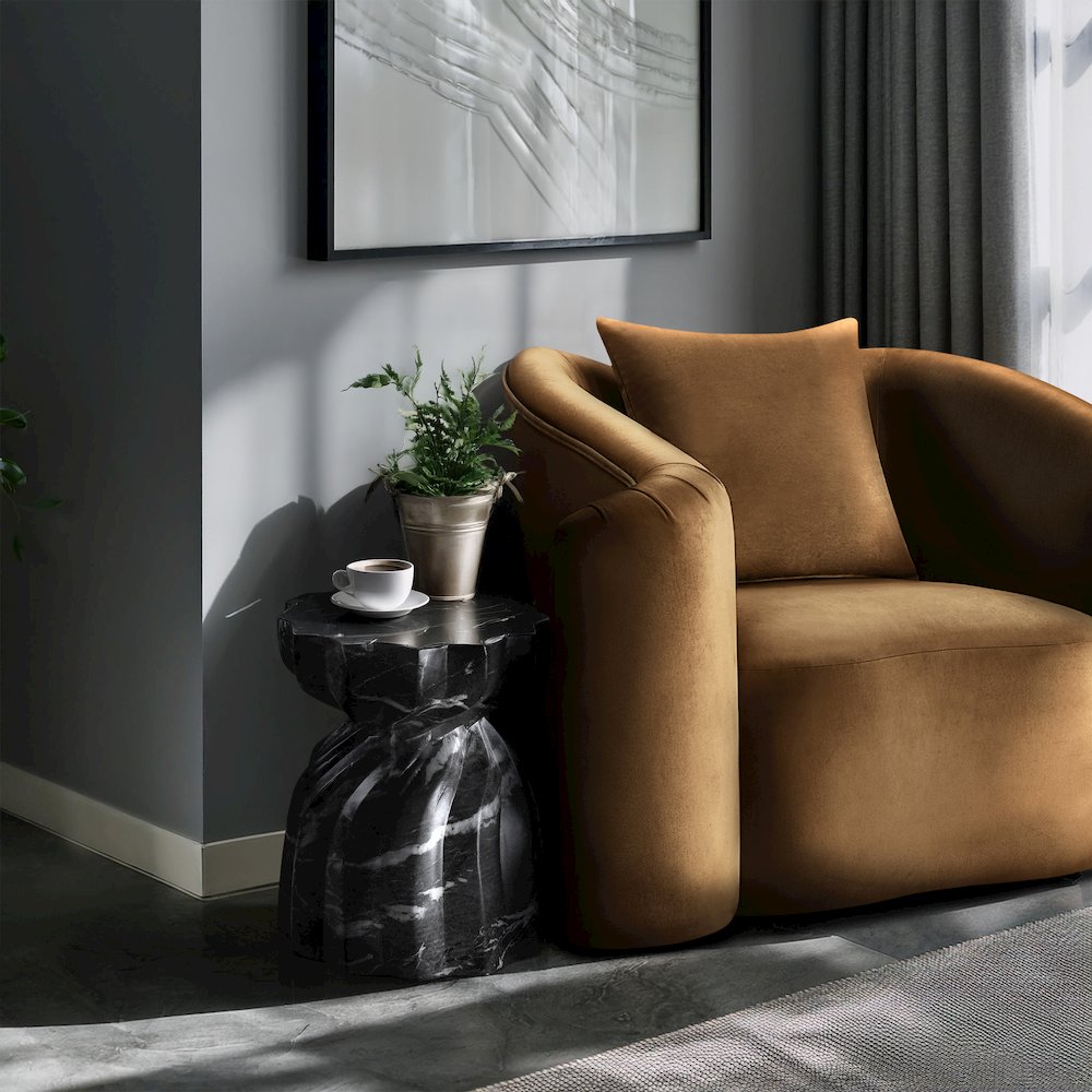 Caserta Black Marble Finish Concrete End Table. Picture 2