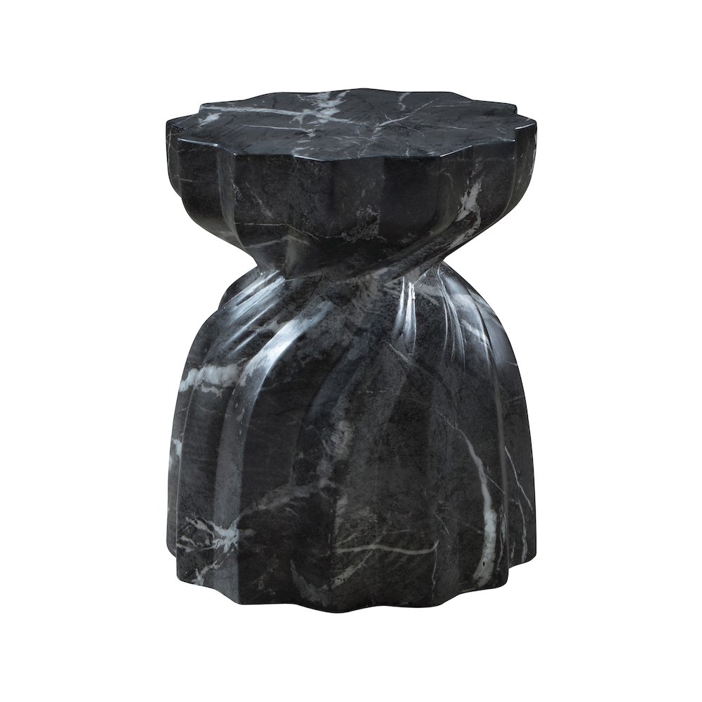 Caserta Black Marble Finish Concrete End Table. Picture 4