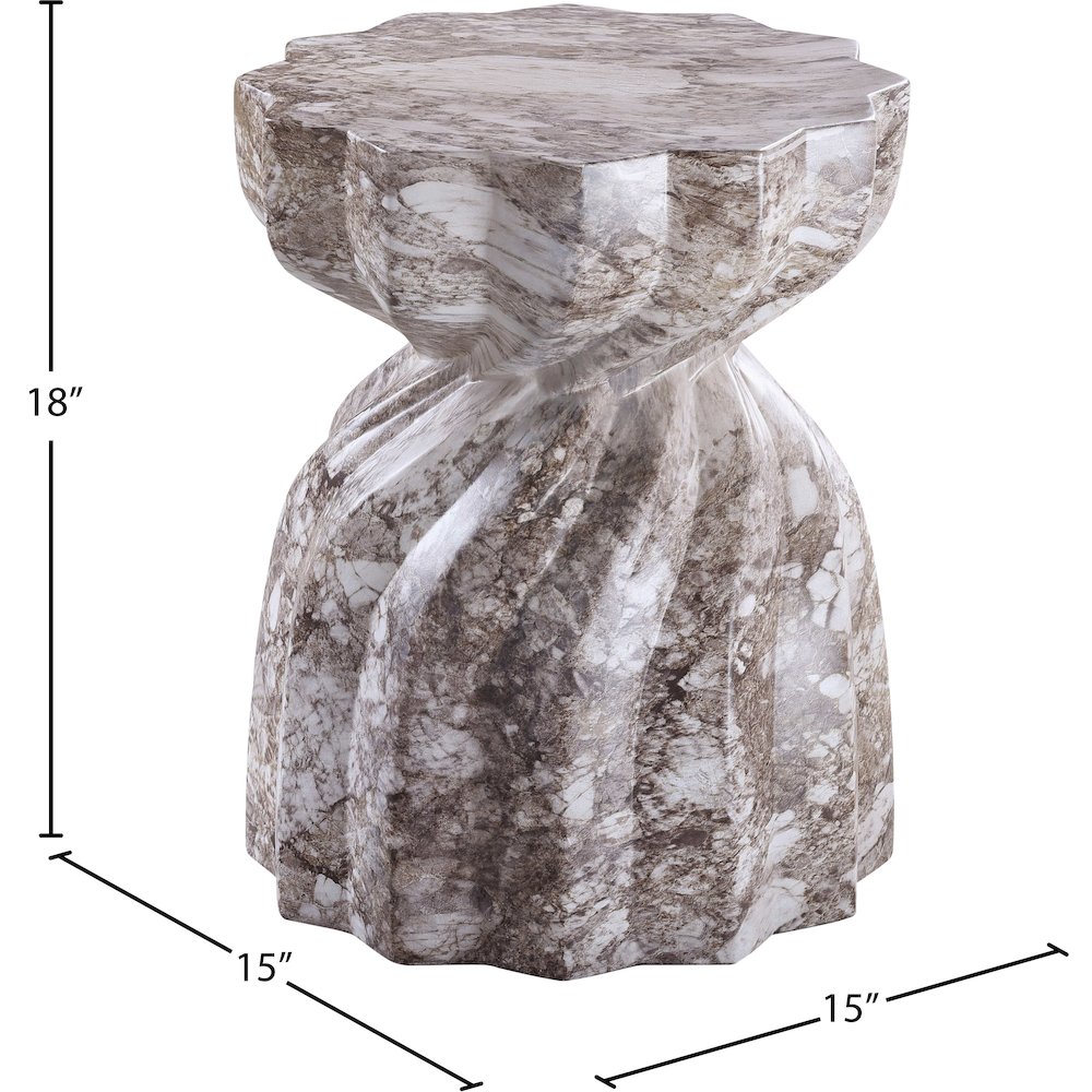 Caserta Brown Marble Finish Concrete End Table. Picture 6