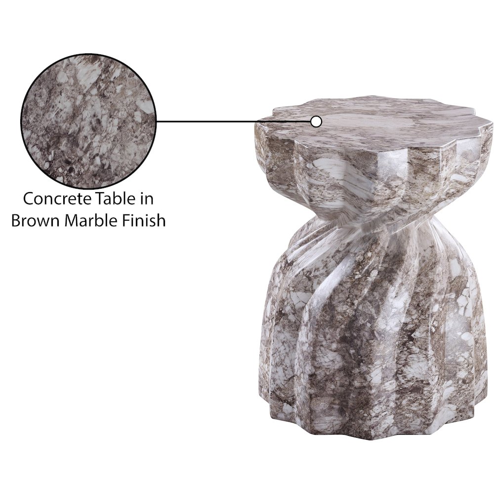Caserta Brown Marble Finish Concrete End Table. Picture 7