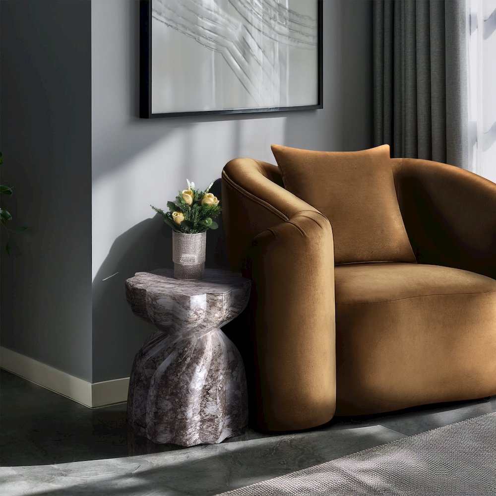 Caserta Brown Marble Finish Concrete End Table. Picture 2