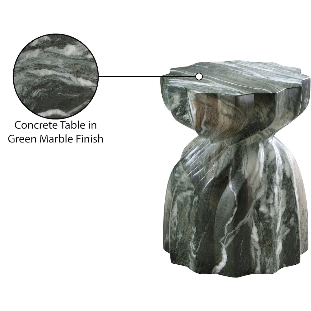 Caserta Green Marble Finish Concrete End Table. Picture 7