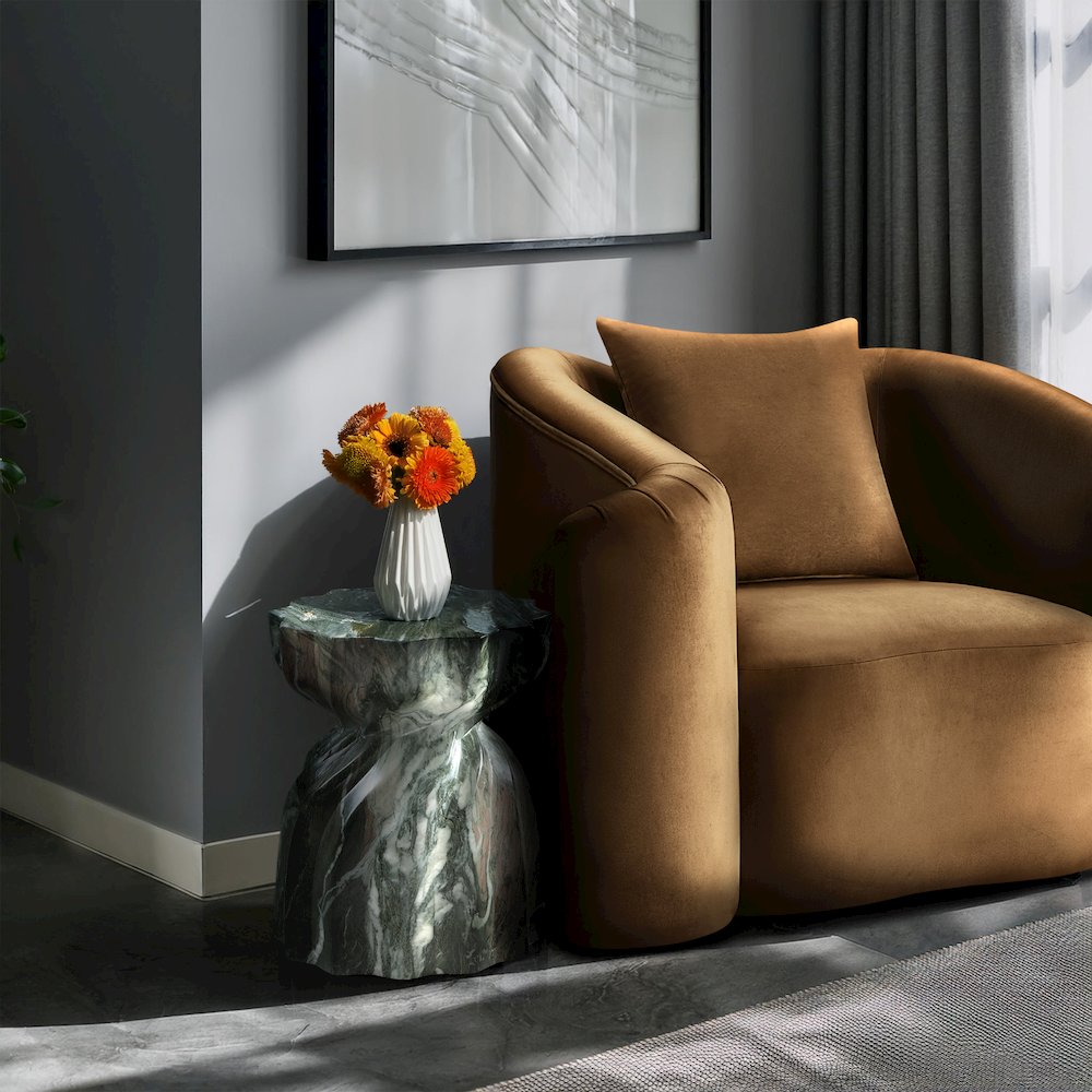 Caserta Green Marble Finish Concrete End Table. Picture 2