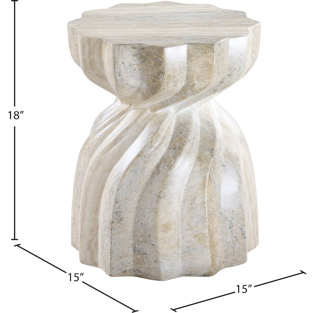Caserta Travertine Travertine Finish Concrete End Table. Picture 6