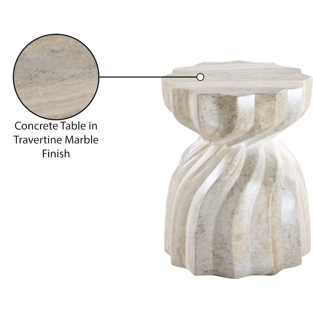 Caserta Travertine Travertine Finish Concrete End Table. Picture 7