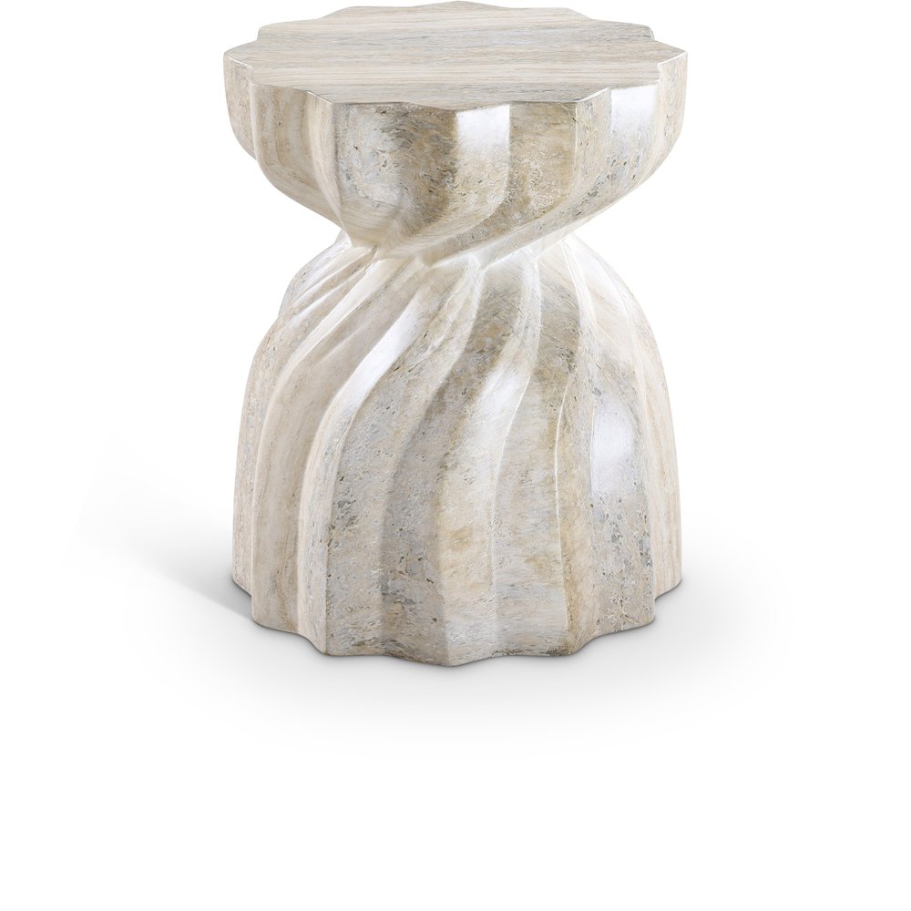 Caserta Travertine Travertine Finish Concrete End Table. Picture 1
