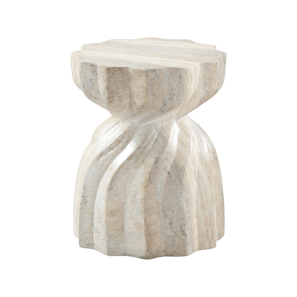 Caserta Travertine Travertine Finish Concrete End Table. Picture 4