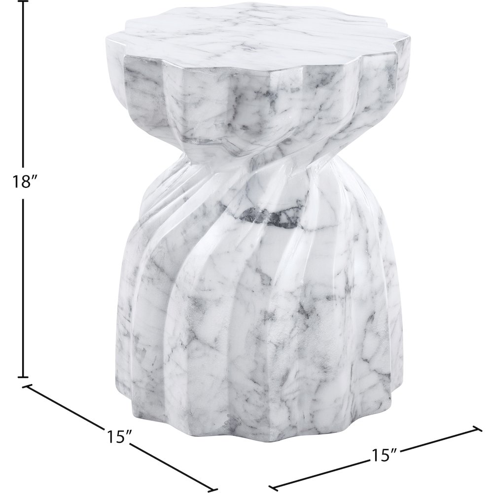 Caserta White Marble Finish Concrete End Table. Picture 6