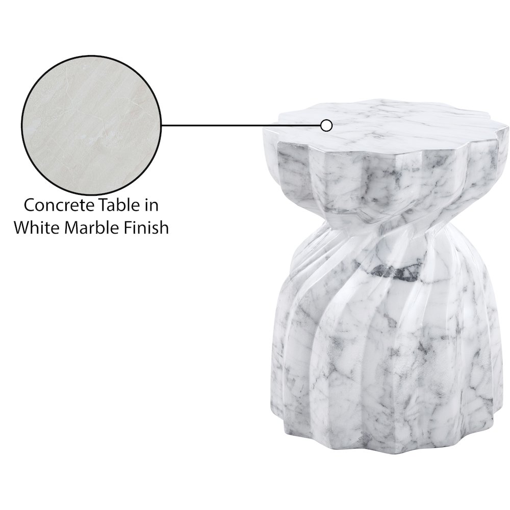Caserta White Marble Finish Concrete End Table. Picture 7