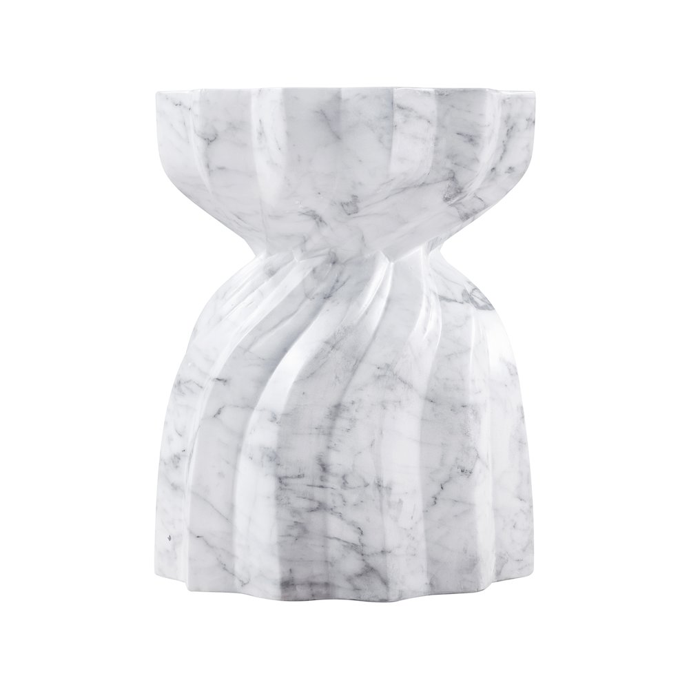 Caserta White Marble Finish Concrete End Table. Picture 3