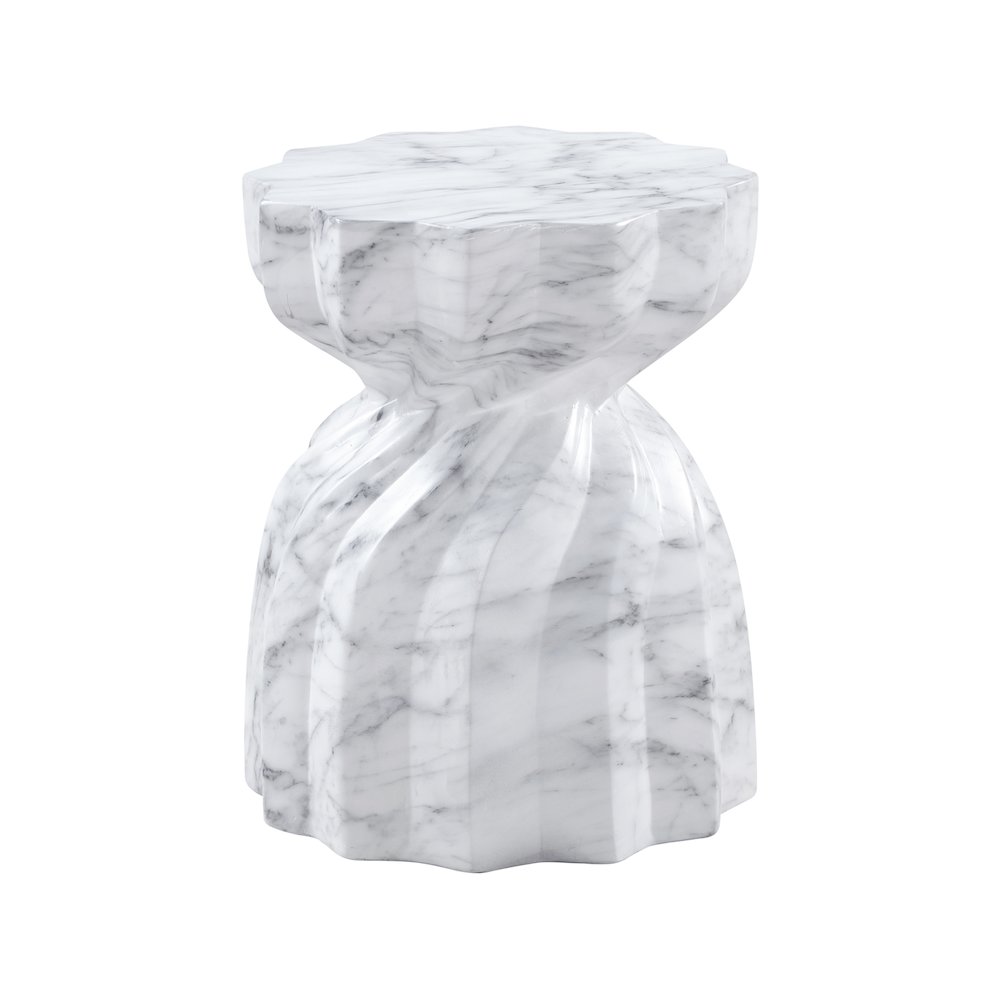 Caserta White Marble Finish Concrete End Table. Picture 4