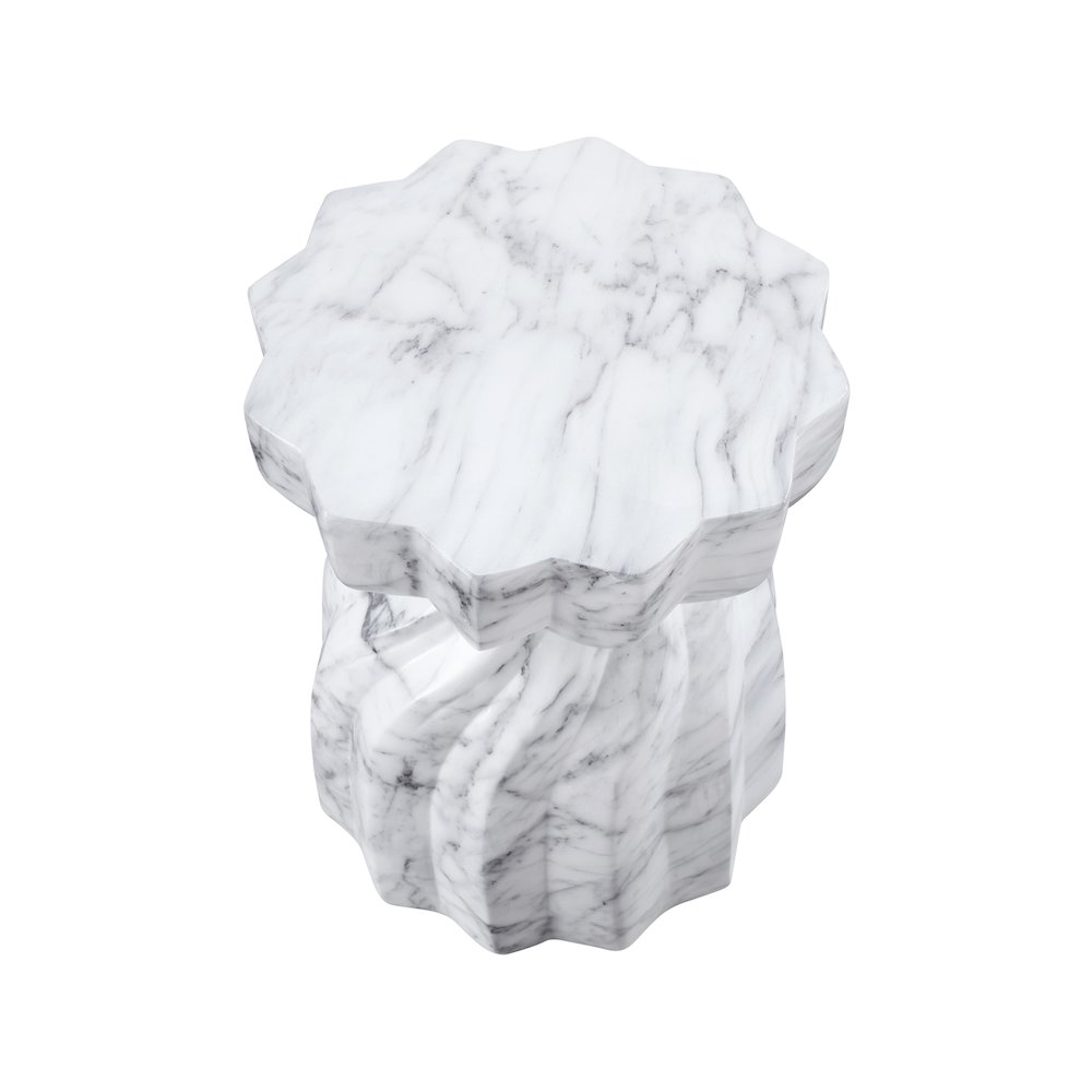Caserta White Marble Finish Concrete End Table. Picture 5