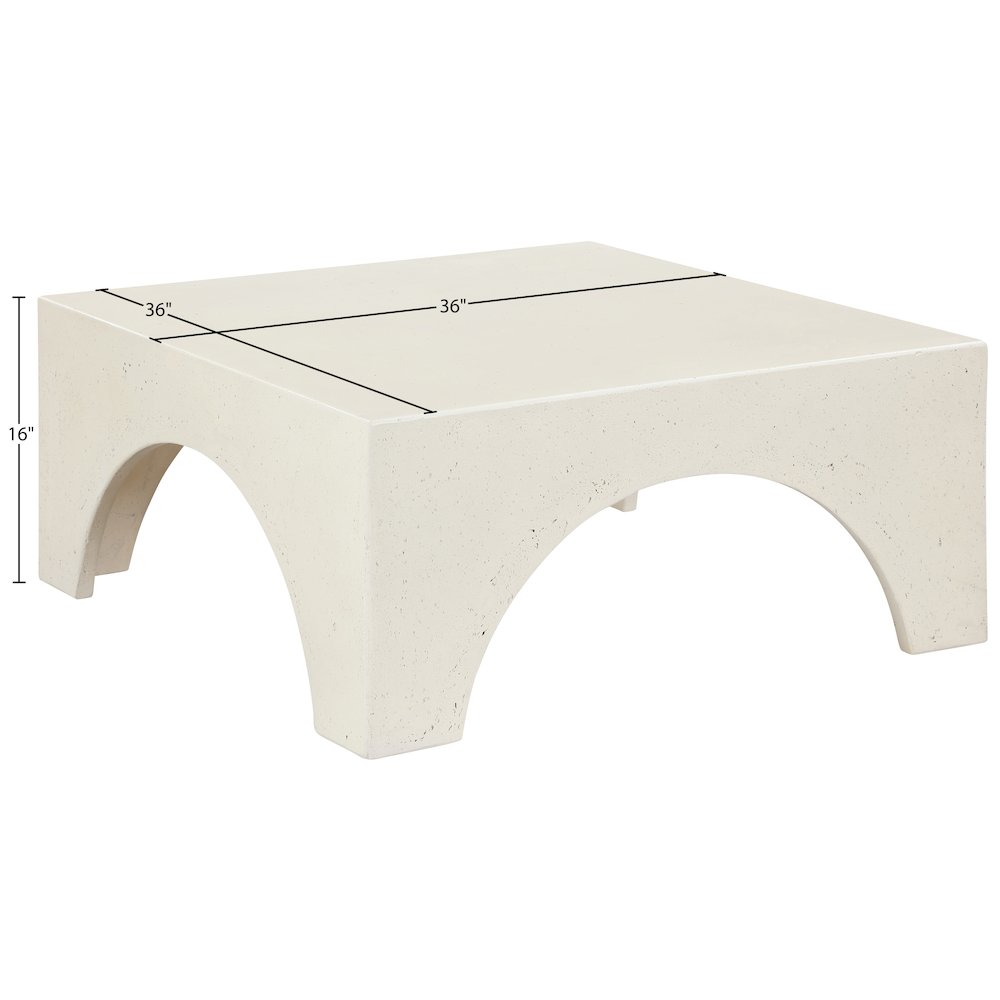 Renza Cream Concrete And Fiberglass Indoor / Outdoor Coffee Table. Picture 7