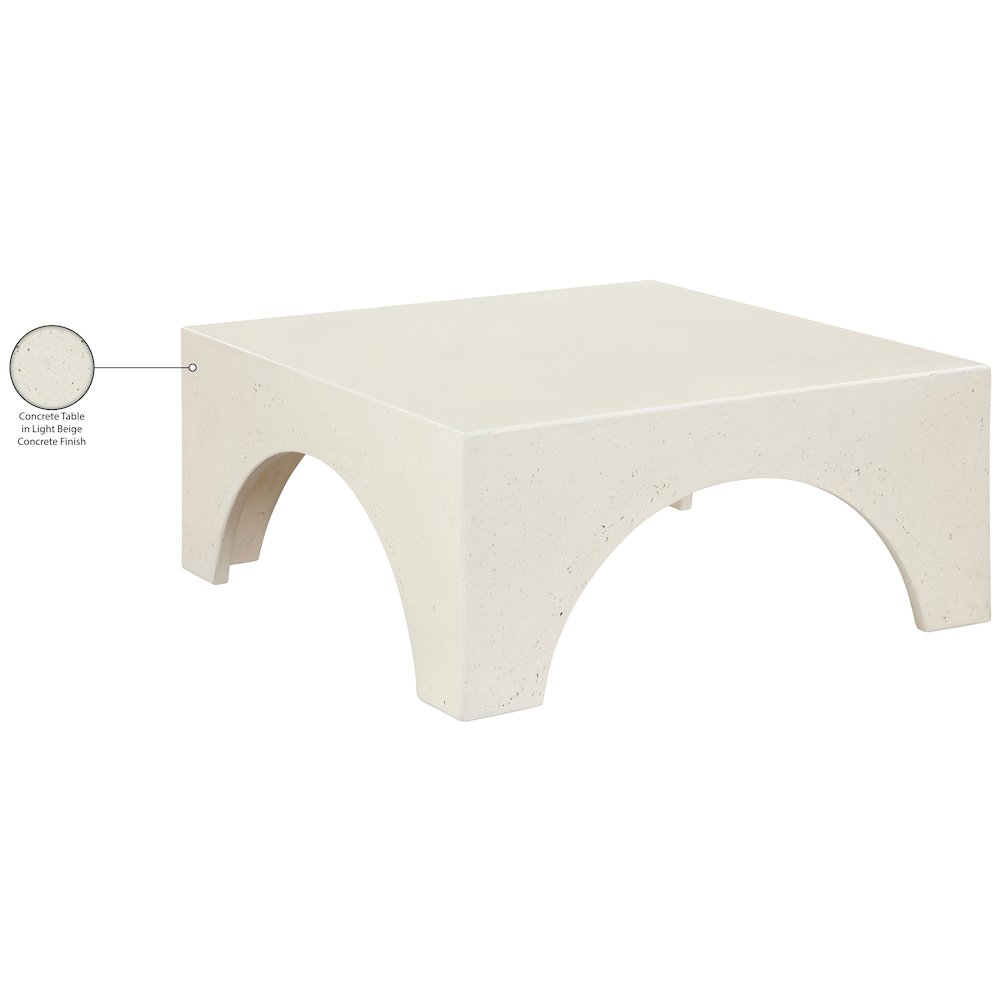 Renza Cream Concrete And Fiberglass Indoor / Outdoor Coffee Table. Picture 8