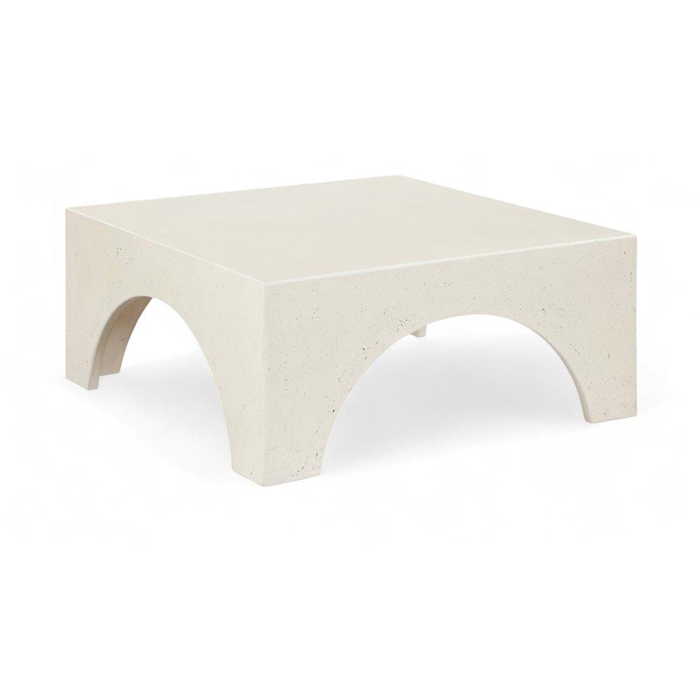 Renza Cream Concrete And Fiberglass Indoor / Outdoor Coffee Table. Picture 1