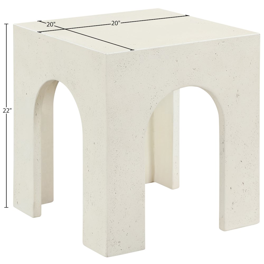 Renza Cream Concrete And Fiberglass Indoor / Outdoor End Table. Picture 7