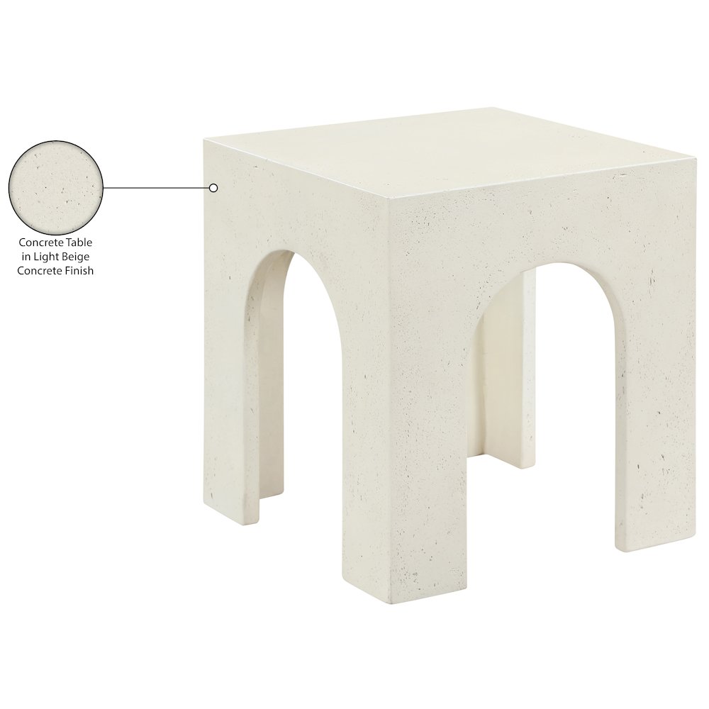 Renza Cream Concrete And Fiberglass Indoor / Outdoor End Table. Picture 8