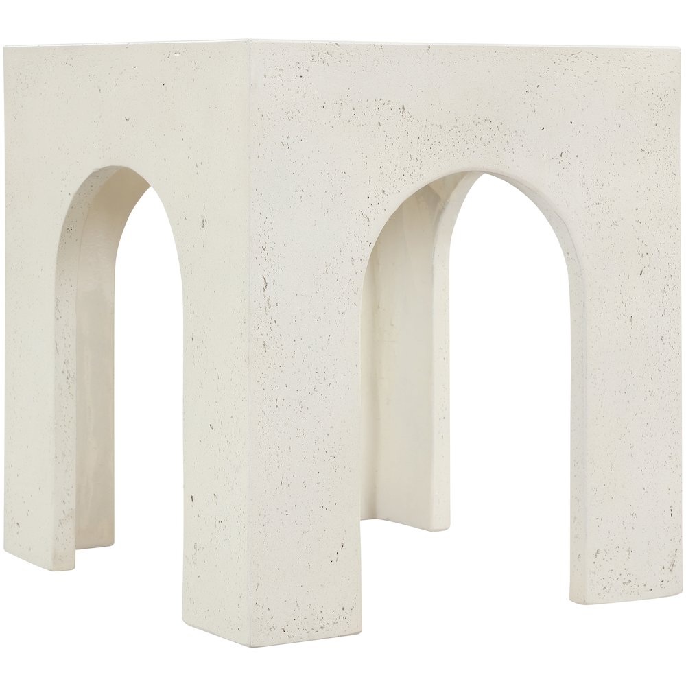 Renza Cream Concrete And Fiberglass Indoor / Outdoor End Table. Picture 3