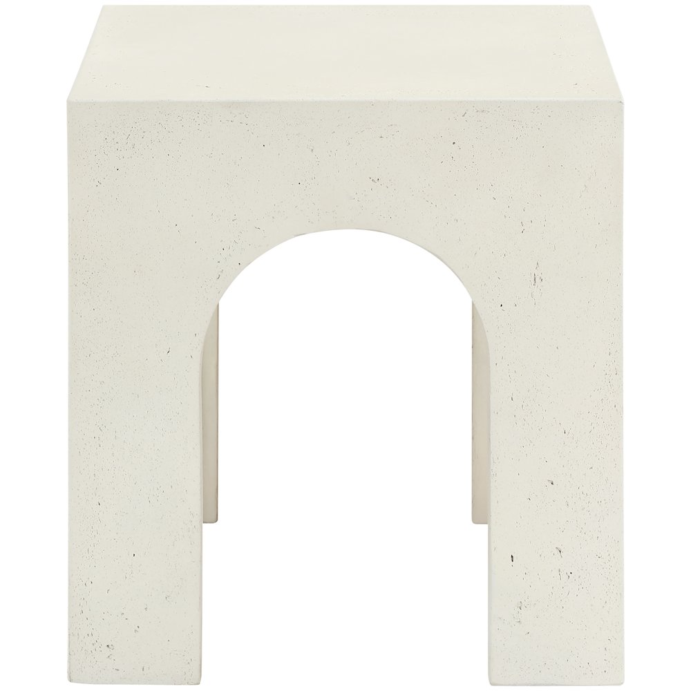 Renza Cream Concrete And Fiberglass Indoor / Outdoor End Table. Picture 4