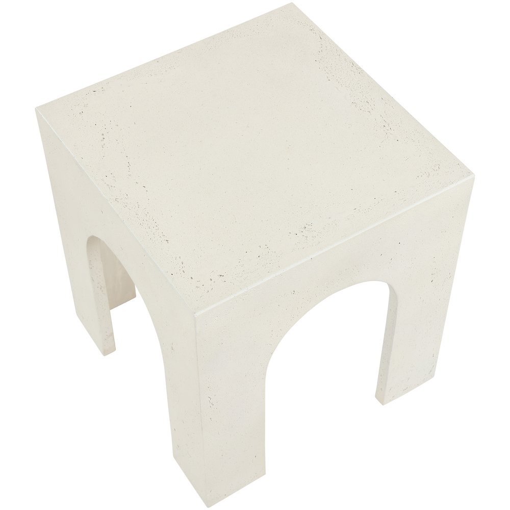 Renza Cream Concrete And Fiberglass Indoor / Outdoor End Table. Picture 5