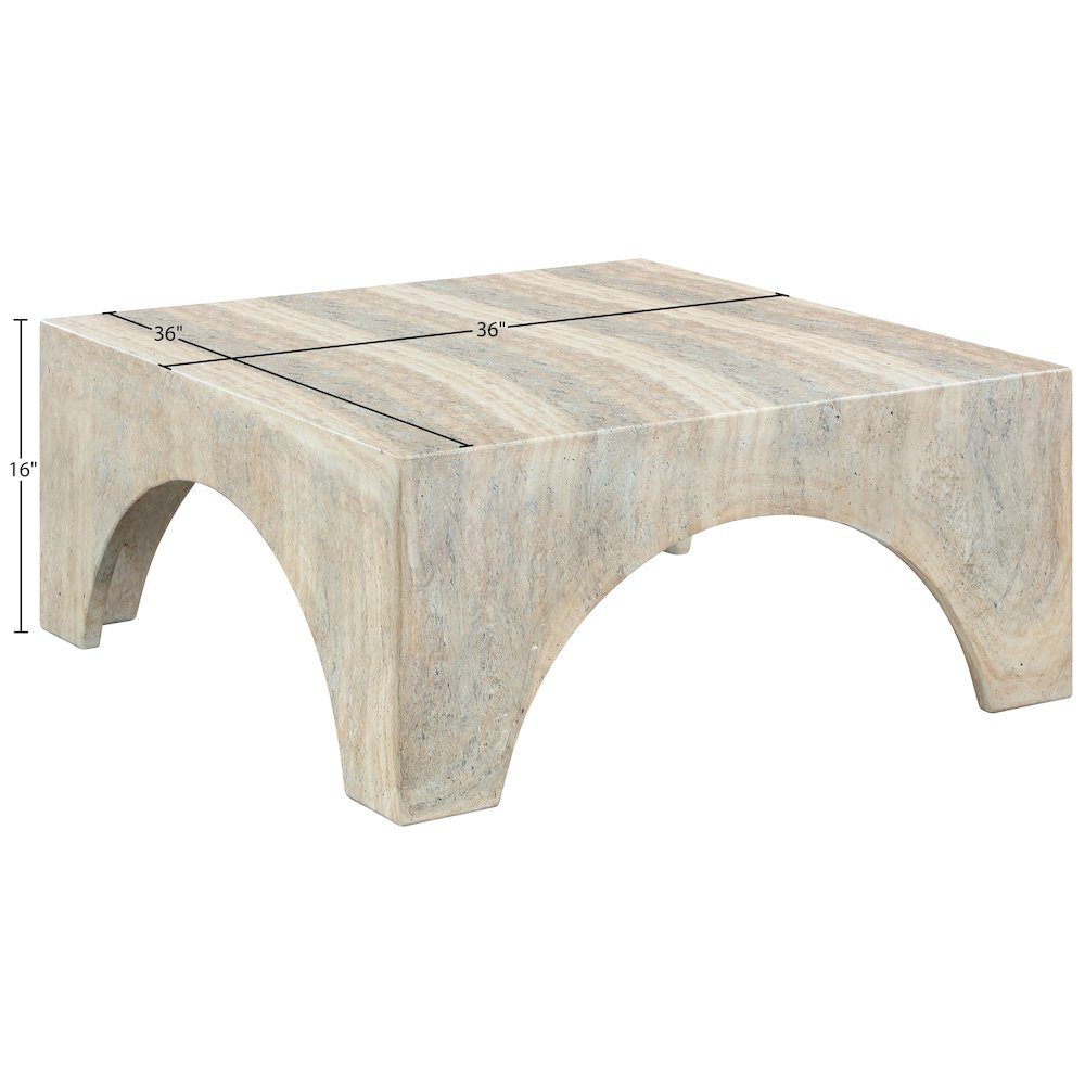 Renza Travertine Concrete And Fiberglass Indoor / Outdoor Coffee Table. Picture 7