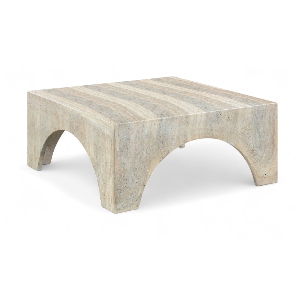 Renza Travertine Concrete And Fiberglass Indoor / Outdoor Coffee Table. Picture 1