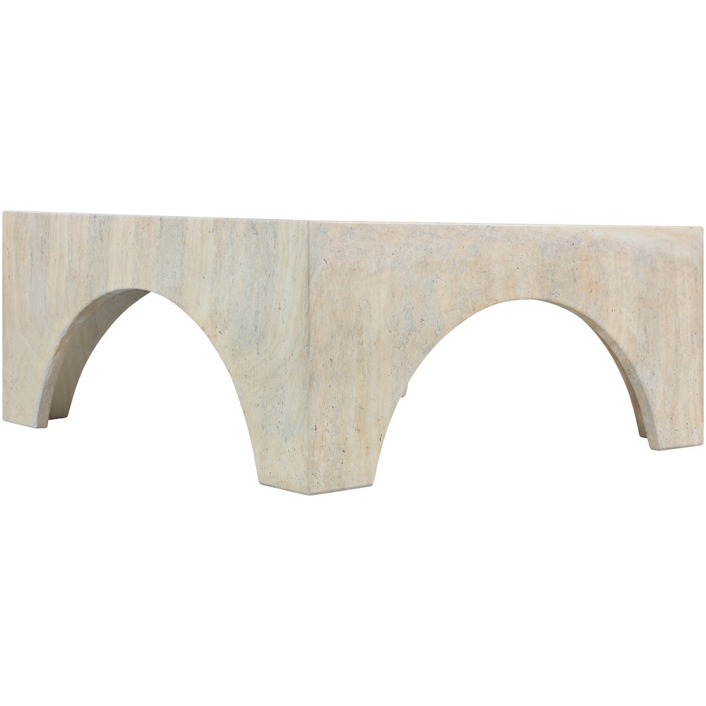 Renza Travertine Concrete And Fiberglass Indoor / Outdoor Coffee Table. Picture 3