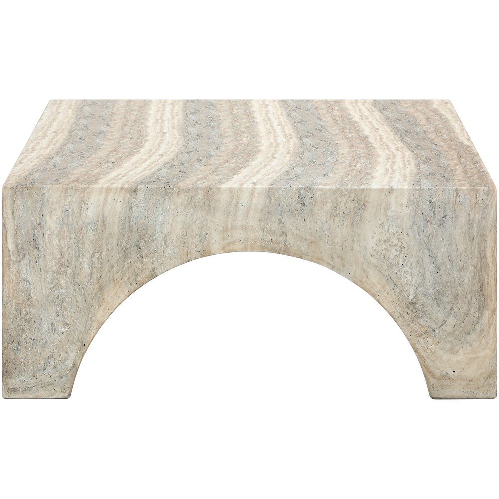 Renza Travertine Concrete And Fiberglass Indoor / Outdoor Coffee Table. Picture 4