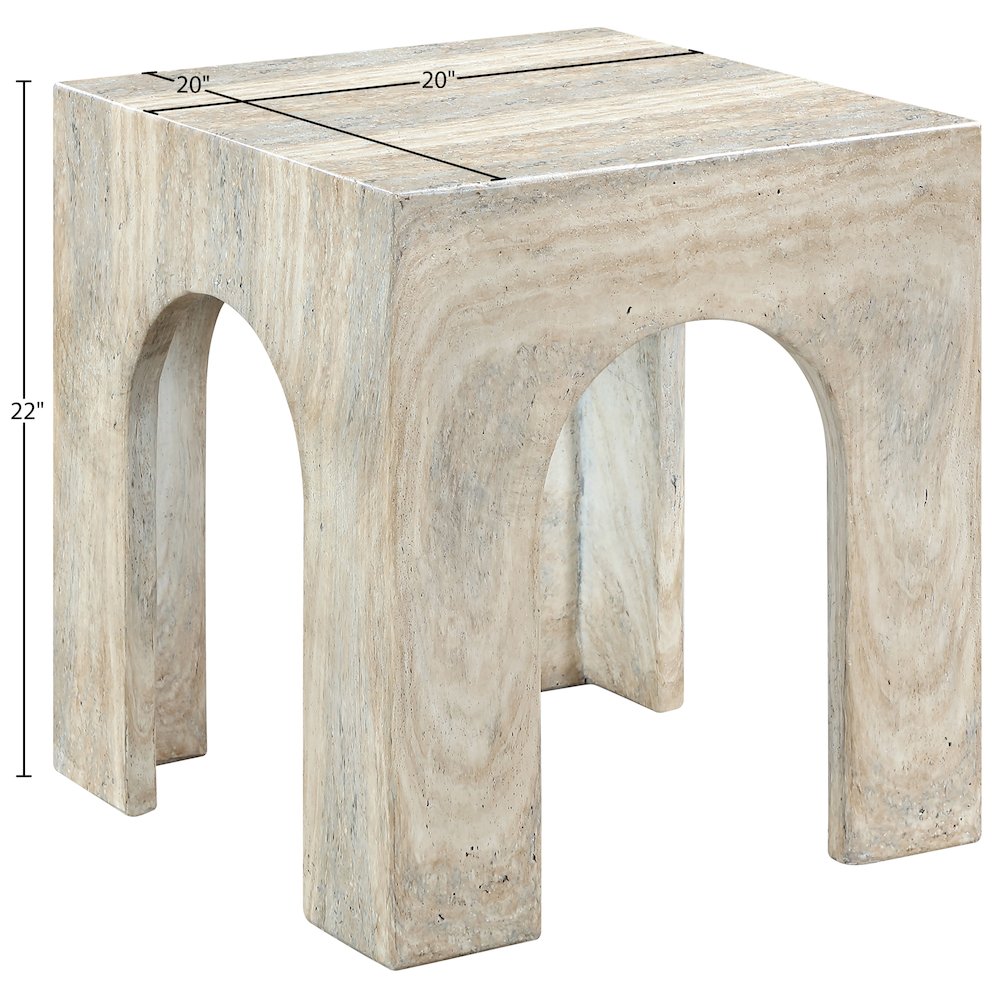 Renza Travertine Concrete And Fiberglass Indoor / Outdoor End Table. Picture 7