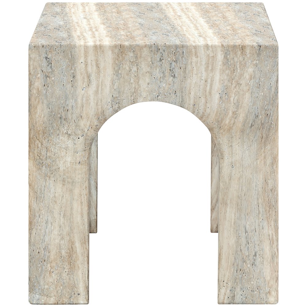 Renza Travertine Concrete And Fiberglass Indoor / Outdoor End Table. Picture 4