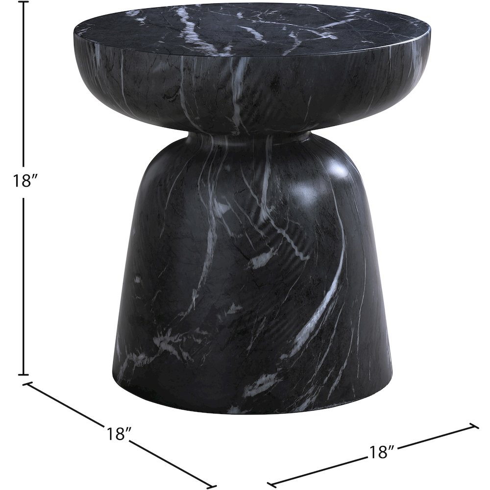 Avellino Black Marble Finish Concrete End Table. Picture 5